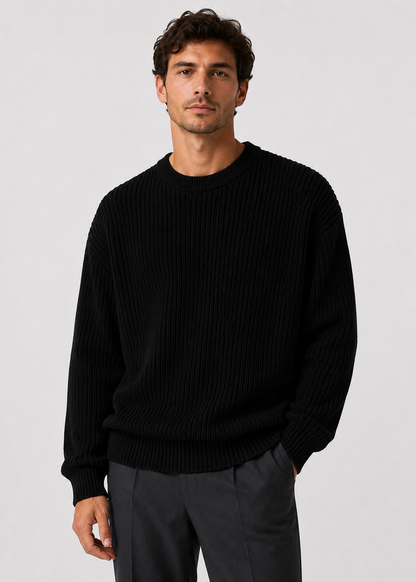 Men’s Oversized Knitted Sweater | Ribbed Knit Jumper | Soft Knit Fabric | Relaxed Fit | Steven & Levon