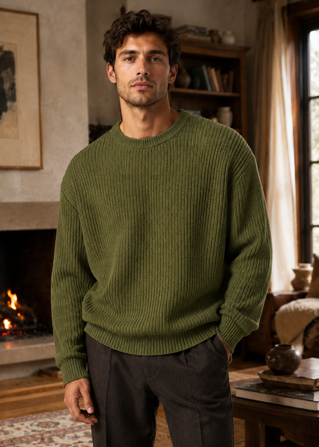 Men’s Oversized Knitted Sweater | Ribbed Knit Jumper | Soft Knit Fabric | Relaxed Fit | Steven & Levon
