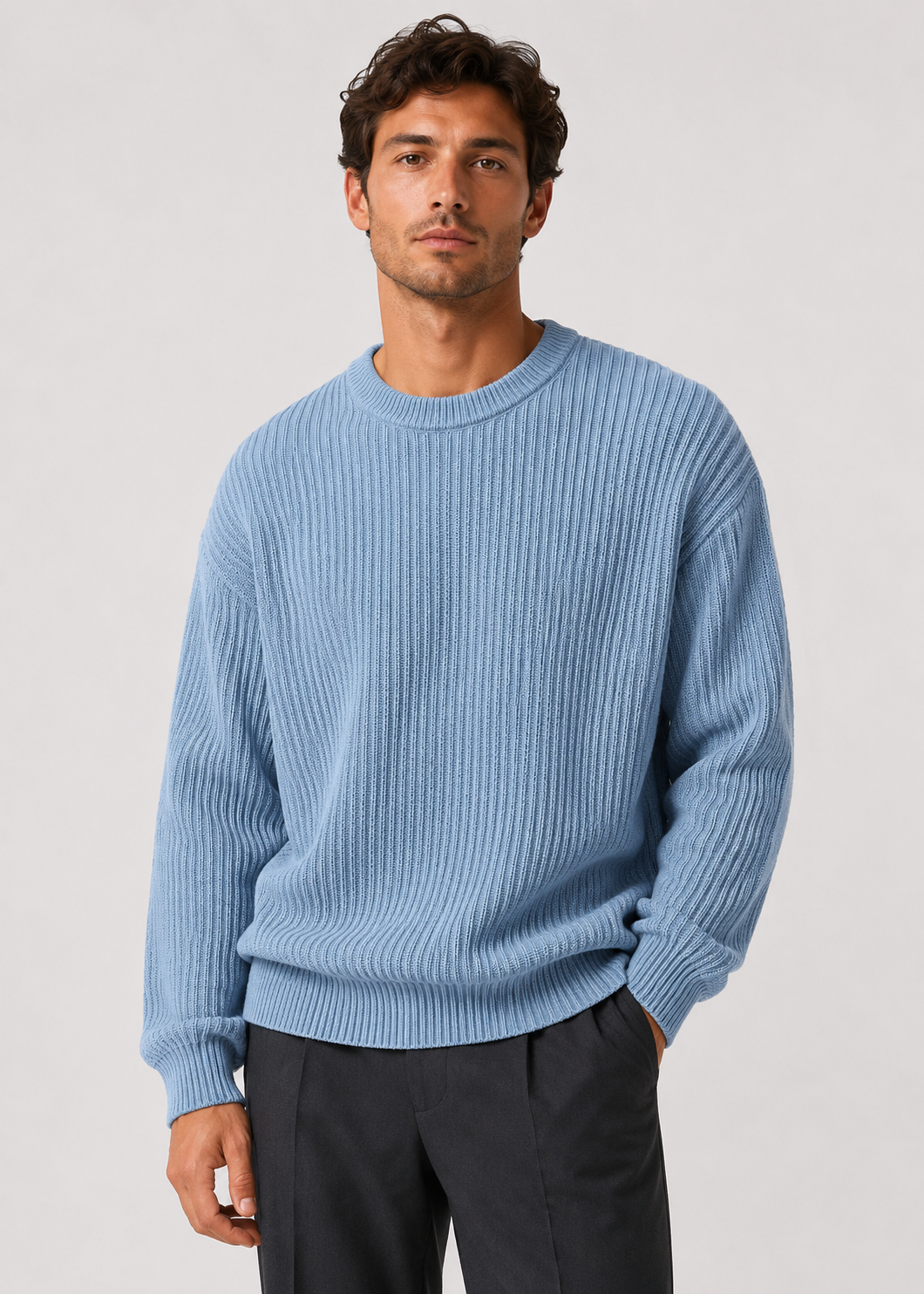Men’s Oversized Knitted Sweater | Ribbed Knit Jumper | Soft Knit Fabric | Relaxed Fit | Steven & Levon