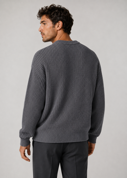 Men’s Oversized Knitted Sweater | Ribbed Knit Jumper | Soft Knit Fabric | Relaxed Fit | Steven & Levon