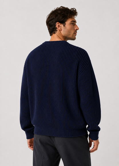 Men’s Oversized Knitted Sweater | Ribbed Knit Jumper | Soft Knit Fabric | Relaxed Fit | Steven & Levon