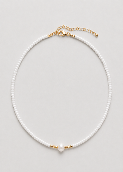 Freshwater Pearl Necklace | Women | Handcrafted Jewelry | Glass Mica Beads | Elegant Gift | Steven & Levon