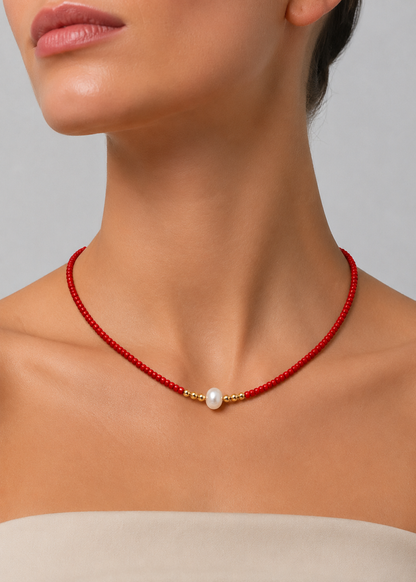 Freshwater Pearl Necklace | Women | Handcrafted Jewelry | Glass Mica Beads | Elegant Gift | Steven & Levon
