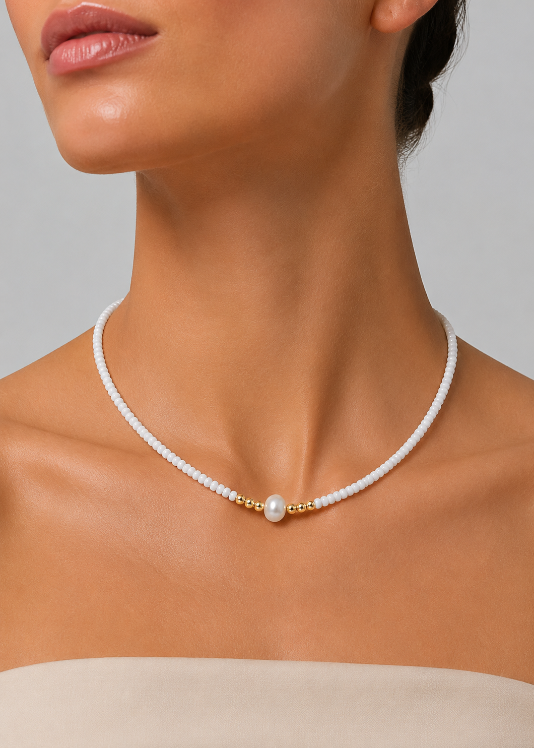 Freshwater Pearl Necklace | Women | Handcrafted Jewelry | Glass Mica Beads | Elegant Gift | Steven & Levon