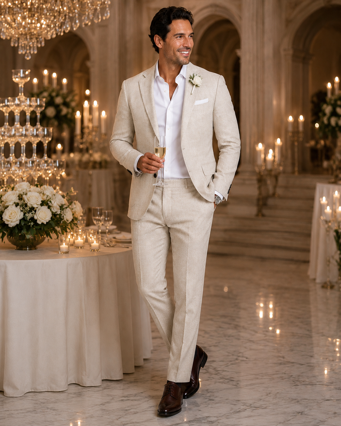 Men's Nylon Wedding Suit | Tailored Two Piece Set | Lightweight Formal Occasion Wear | Steven & Levon