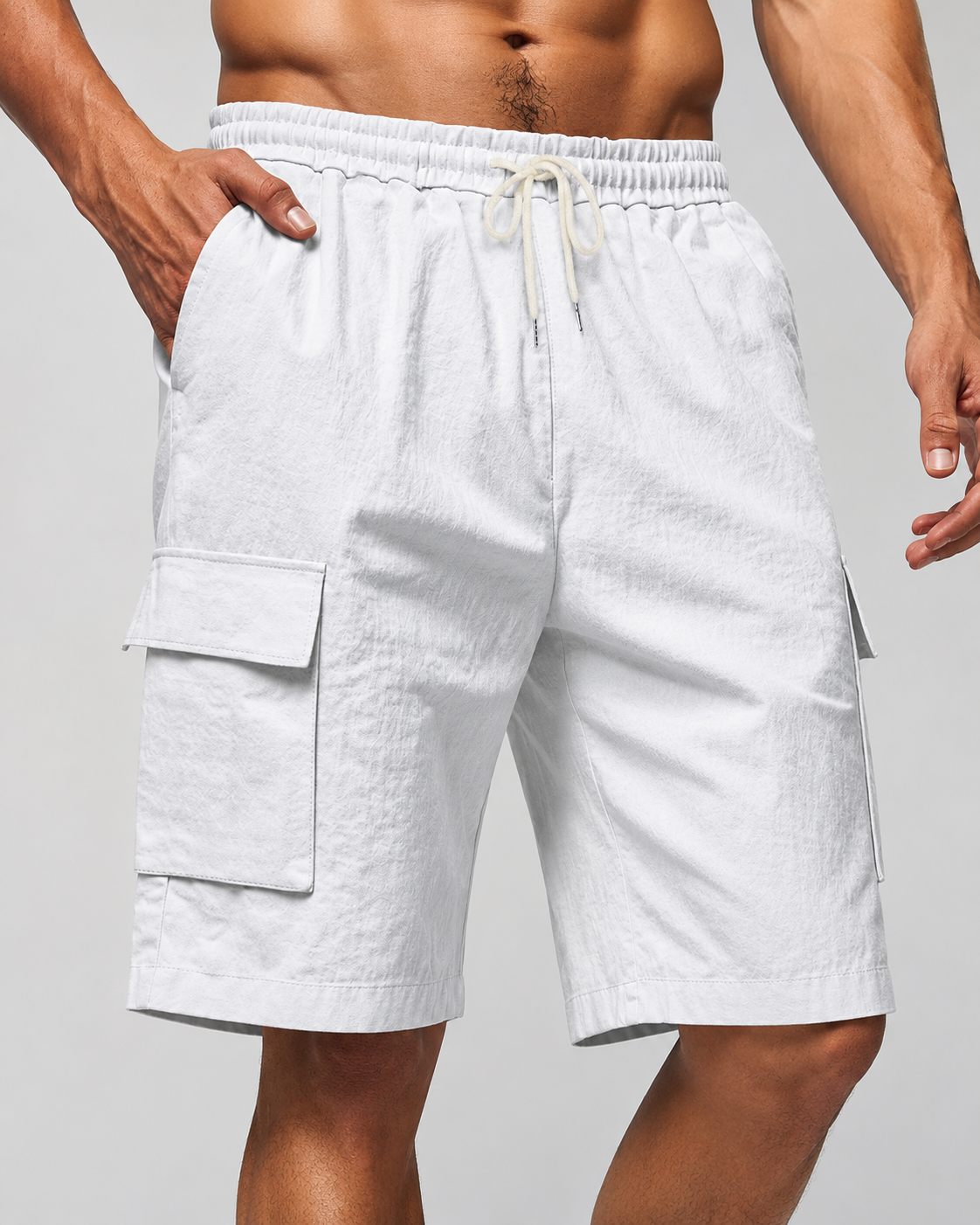 Men's Linen Cargo Shorts | Linen Blend | Drawstring Waist Utility Summer Shorts | Steven & Levon