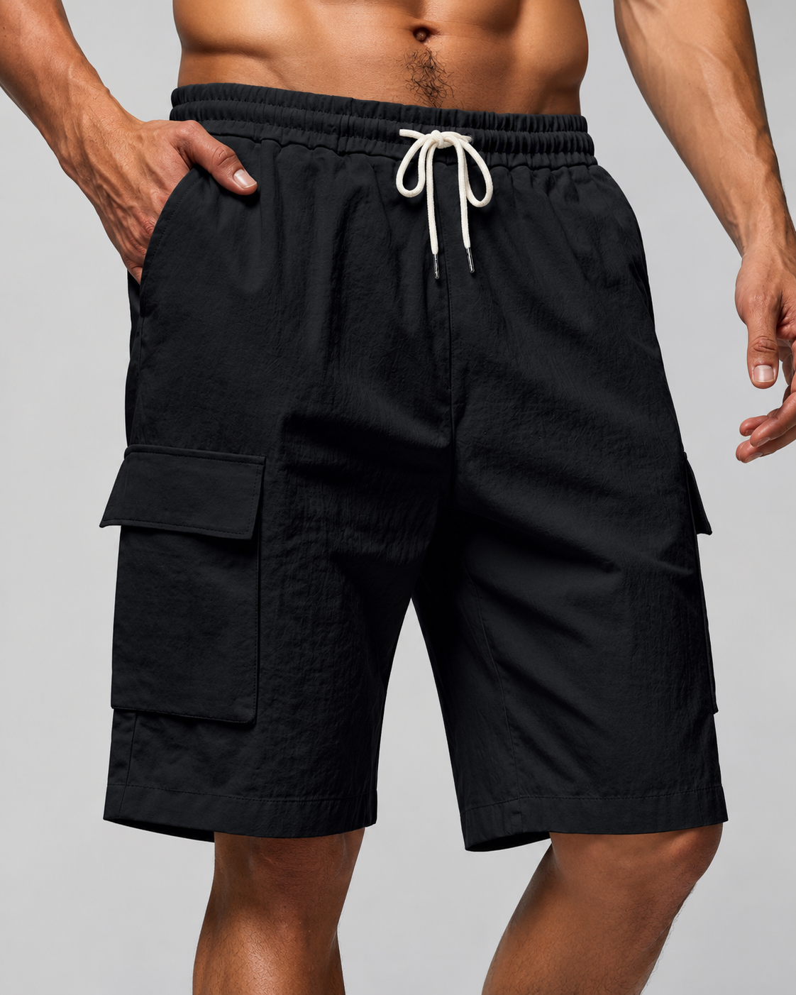 Men's Linen Cargo Shorts | Linen Blend | Drawstring Waist Utility Summer Shorts | Steven & Levon