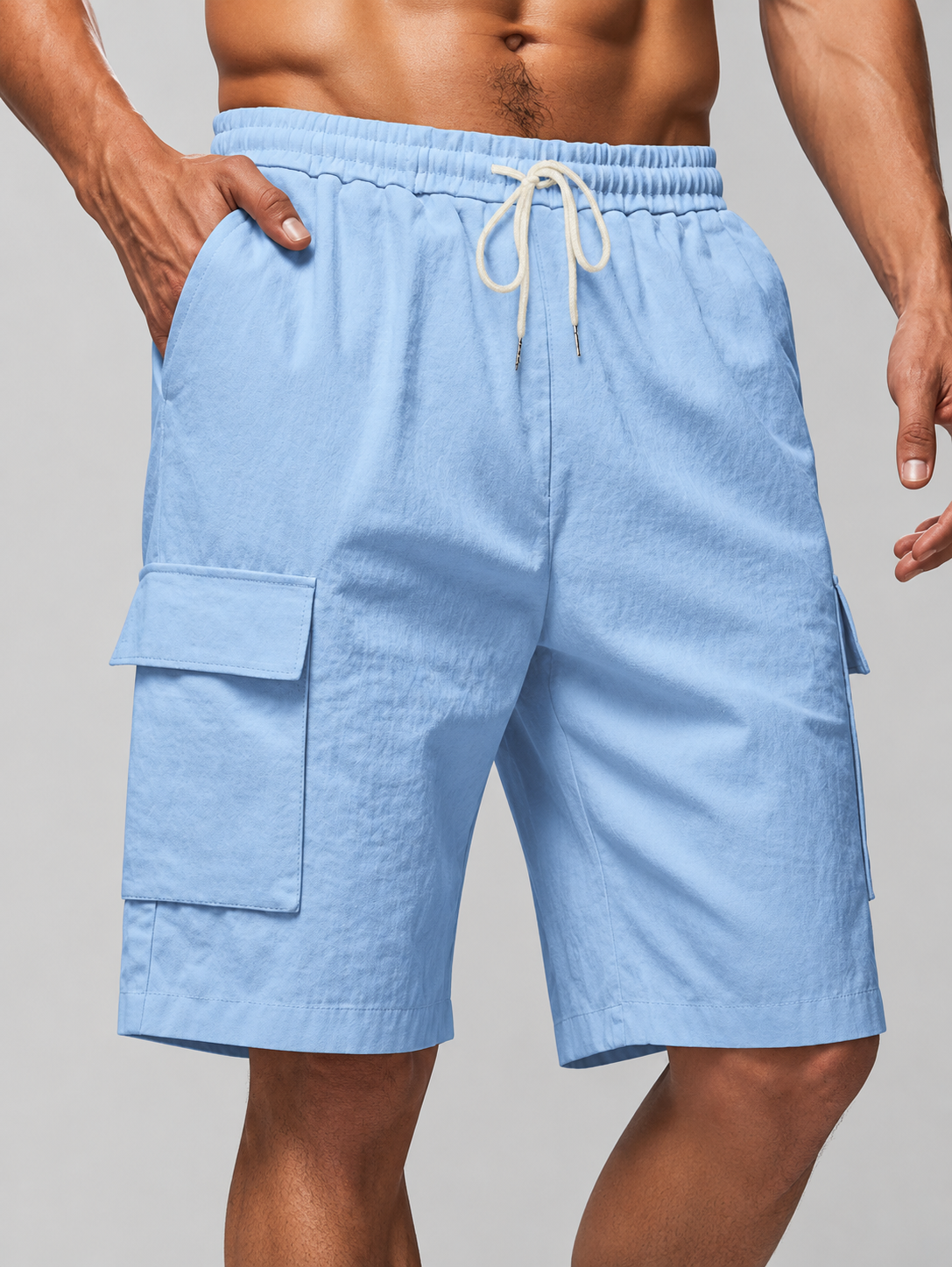 Men's Linen Cargo Shorts | Linen Blend | Drawstring Waist Utility Summer Shorts | Steven & Levon