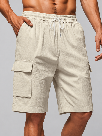 Men's Linen Cargo Shorts | Linen Blend | Drawstring Waist Utility Summer Shorts | Steven & Levon