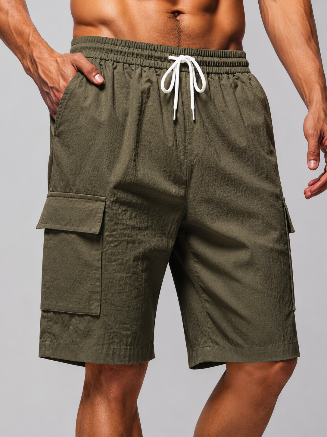 Men's Linen Cargo Shorts | Linen Blend | Drawstring Waist Utility Summer Shorts | Steven & Levon