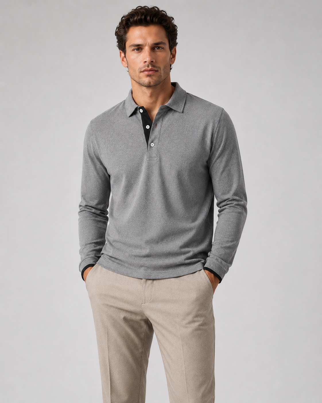 Men's Long Sleeve Polo Shirt | Men | Smart Casual Collar Top | Regular Fit | Steven & Levon