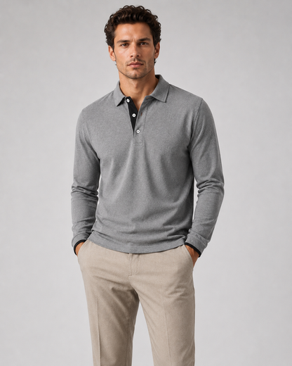 Men's Long Sleeve Polo Shirt | Men | Smart Casual Collar Top | Regular Fit | Steven & Levon