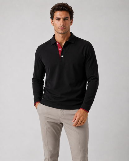 Men's Long Sleeve Polo Shirt | Men | Smart Casual Collar Top | Regular Fit | Steven & Levon
