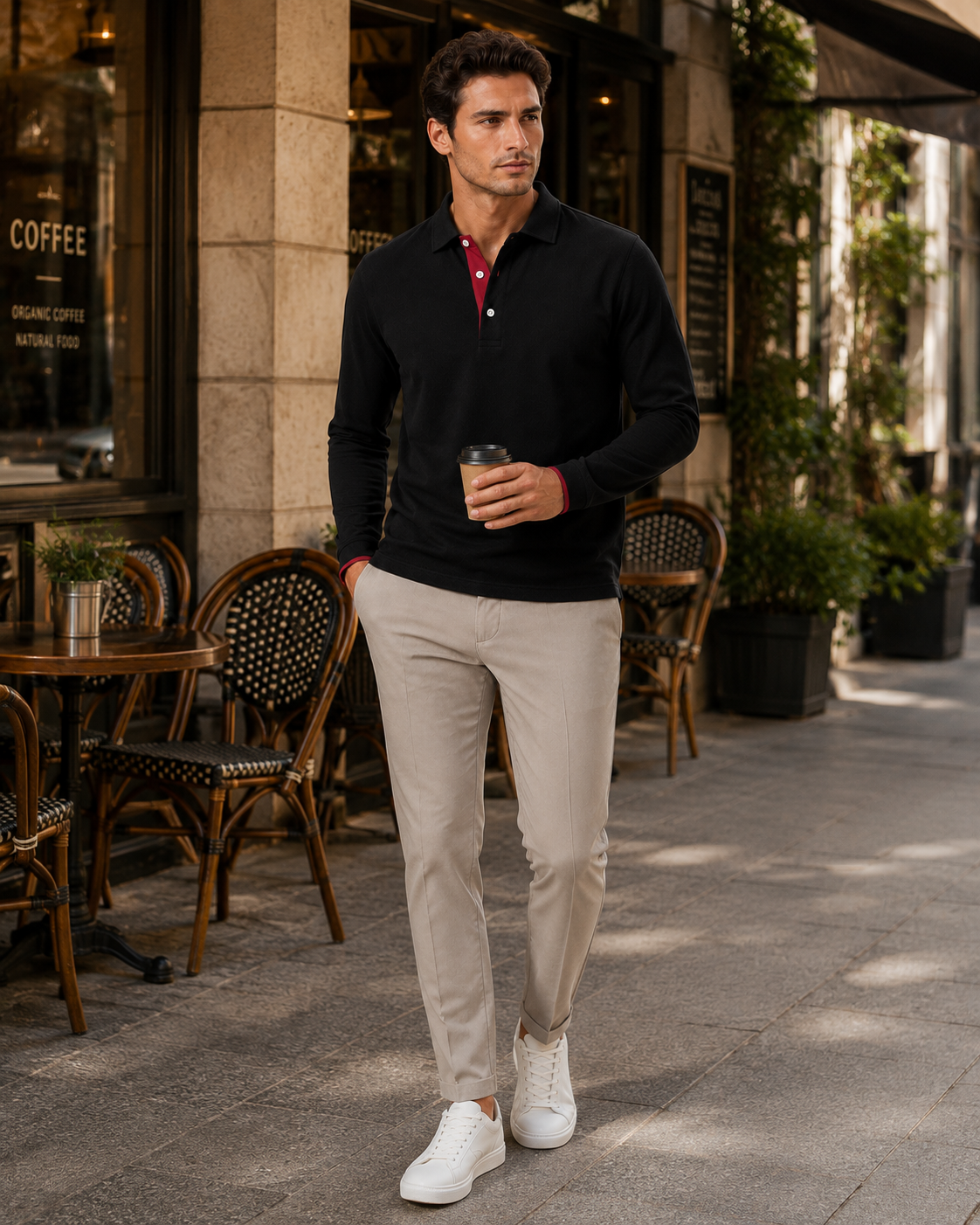 Men's Long Sleeve Polo Shirt | Men | Smart Casual Collar Top | Regular Fit | Steven & Levon