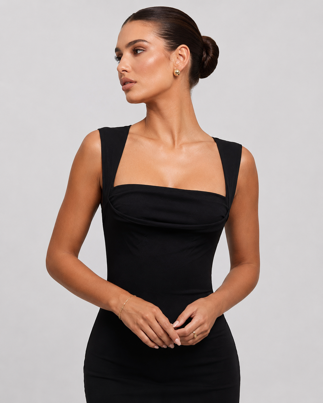 Women's Square Neck Bodycon Maxi Dress | Formal Evening Wear | Sleeveless Slit | Steven & Levon