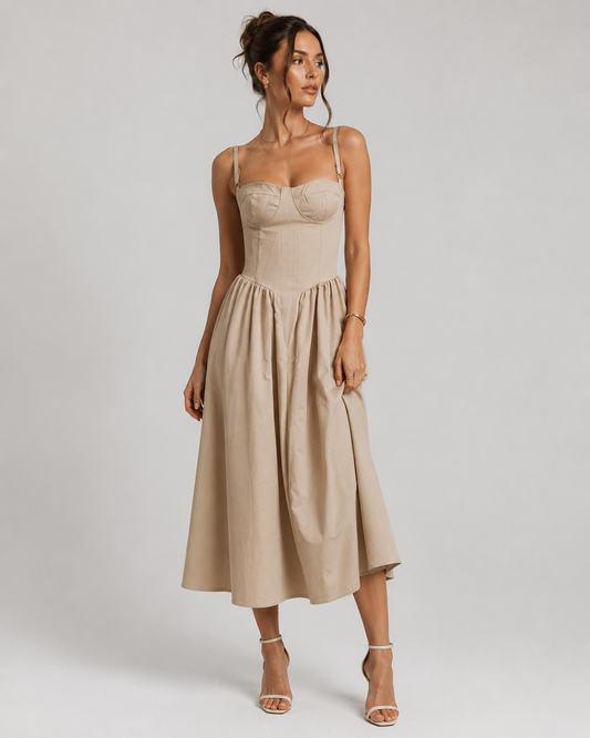Corset Strappy Midi Dress | Women’s Wedding Guest Occasion Dress | Steven & Levon