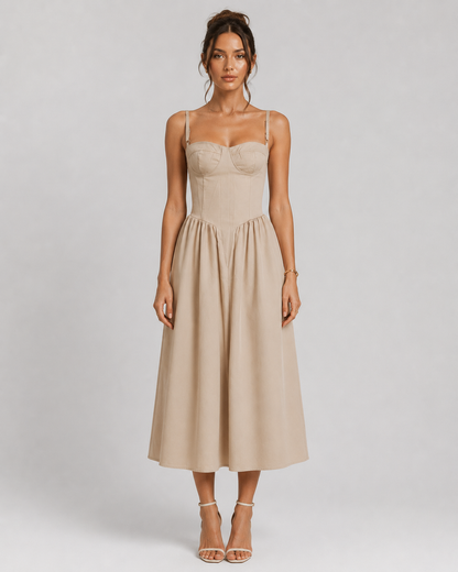 Corset Strappy Midi Dress | Women’s Wedding Guest Occasion Dress | Steven & Levon