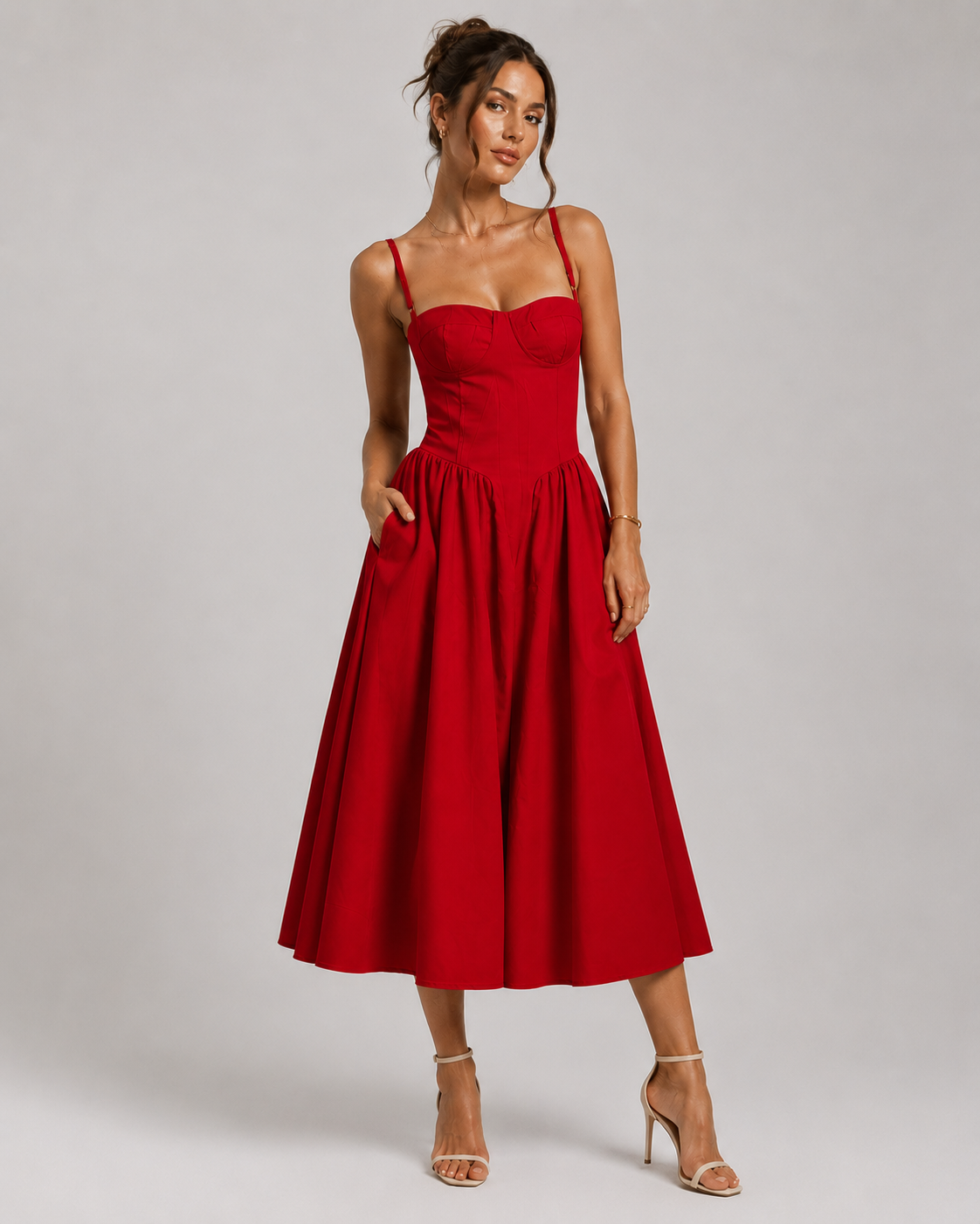 Corset Strappy Midi Dress | Women’s Wedding Guest Occasion Dress | Steven & Levon