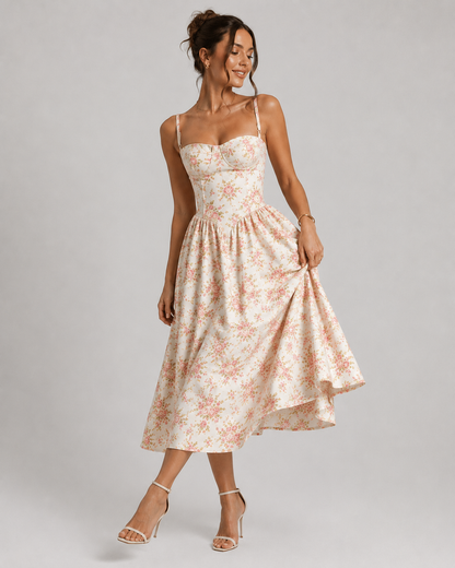 Corset Strappy Midi Dress | Women’s Wedding Guest Occasion Dress | Steven & Levon