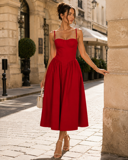 Corset Strappy Midi Dress | Women’s Wedding Guest Occasion Dress | Steven & Levon