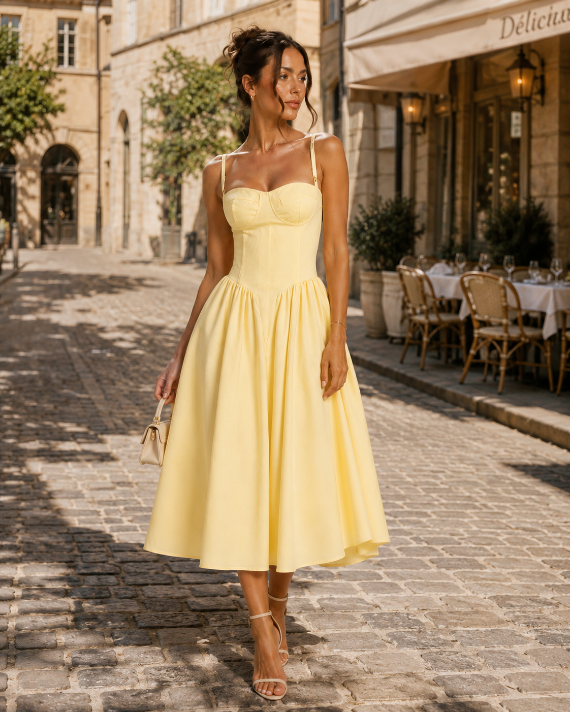 Corset Strappy Midi Dress | Women’s Wedding Guest Occasion Dress | Steven & Levon