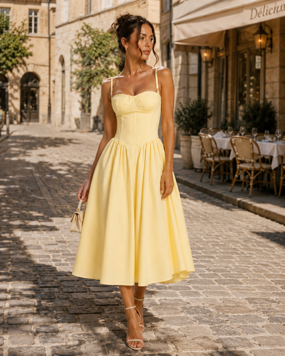 Corset Strappy Midi Dress | Women’s Wedding Guest Occasion Dress | Steven & Levon