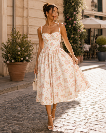 Corset Strappy Midi Dress | Women’s Wedding Guest Occasion Dress | Steven & Levon
