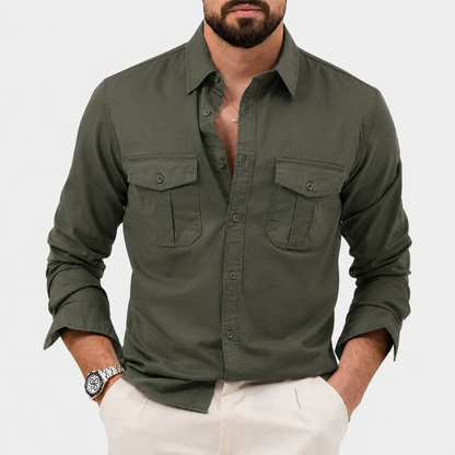 Men’s Casual Button Up Shirt | Men | Long Sleeve Cotton Blend | Relaxed Fit Everyday Shirt | Steven & Levon
