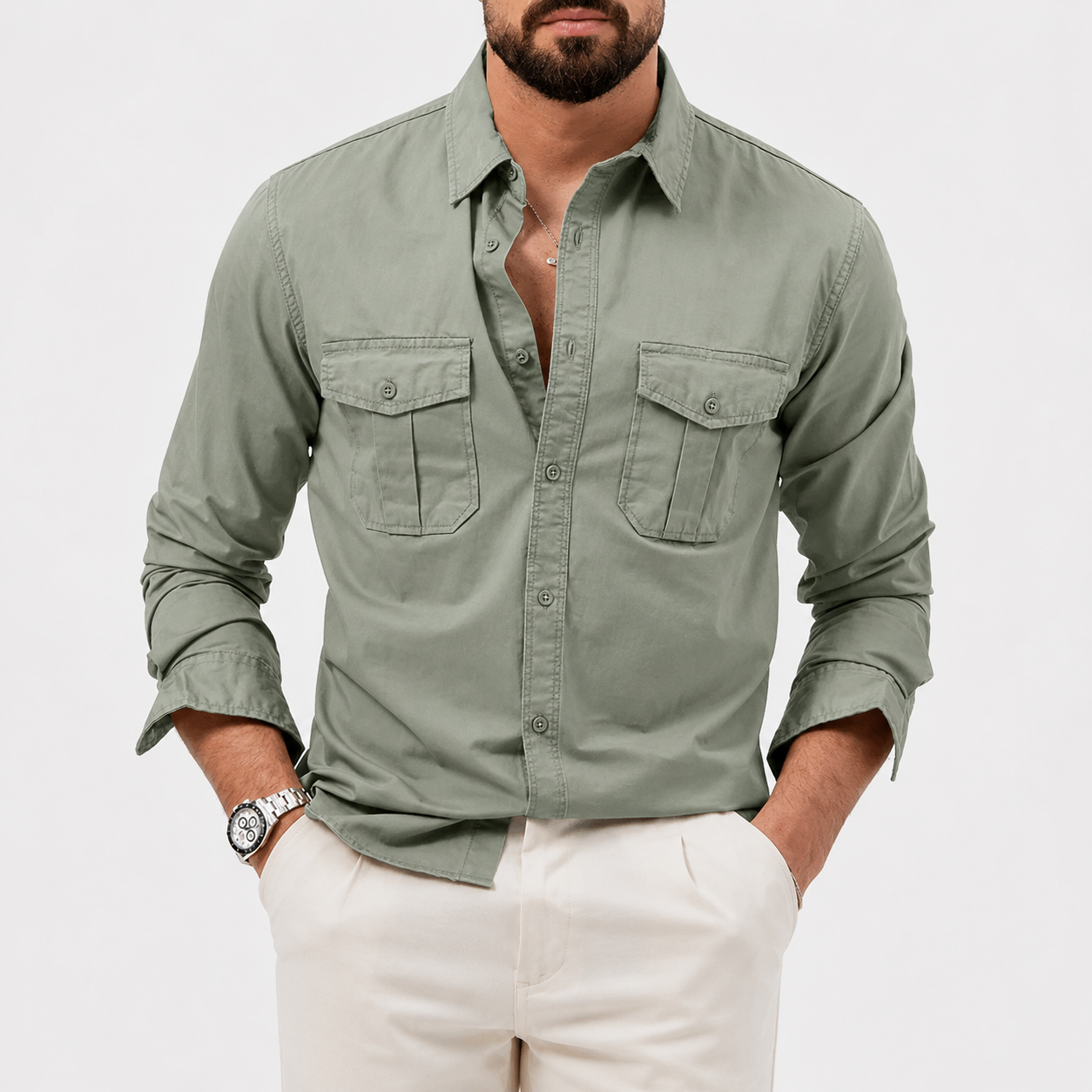 Men’s Casual Button Up Shirt | Men | Long Sleeve Cotton Blend | Relaxed Fit Everyday Shirt | Steven & Levon