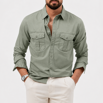 Men’s Casual Button Up Shirt | Men | Long Sleeve Cotton Blend | Relaxed Fit Everyday Shirt | Steven & Levon