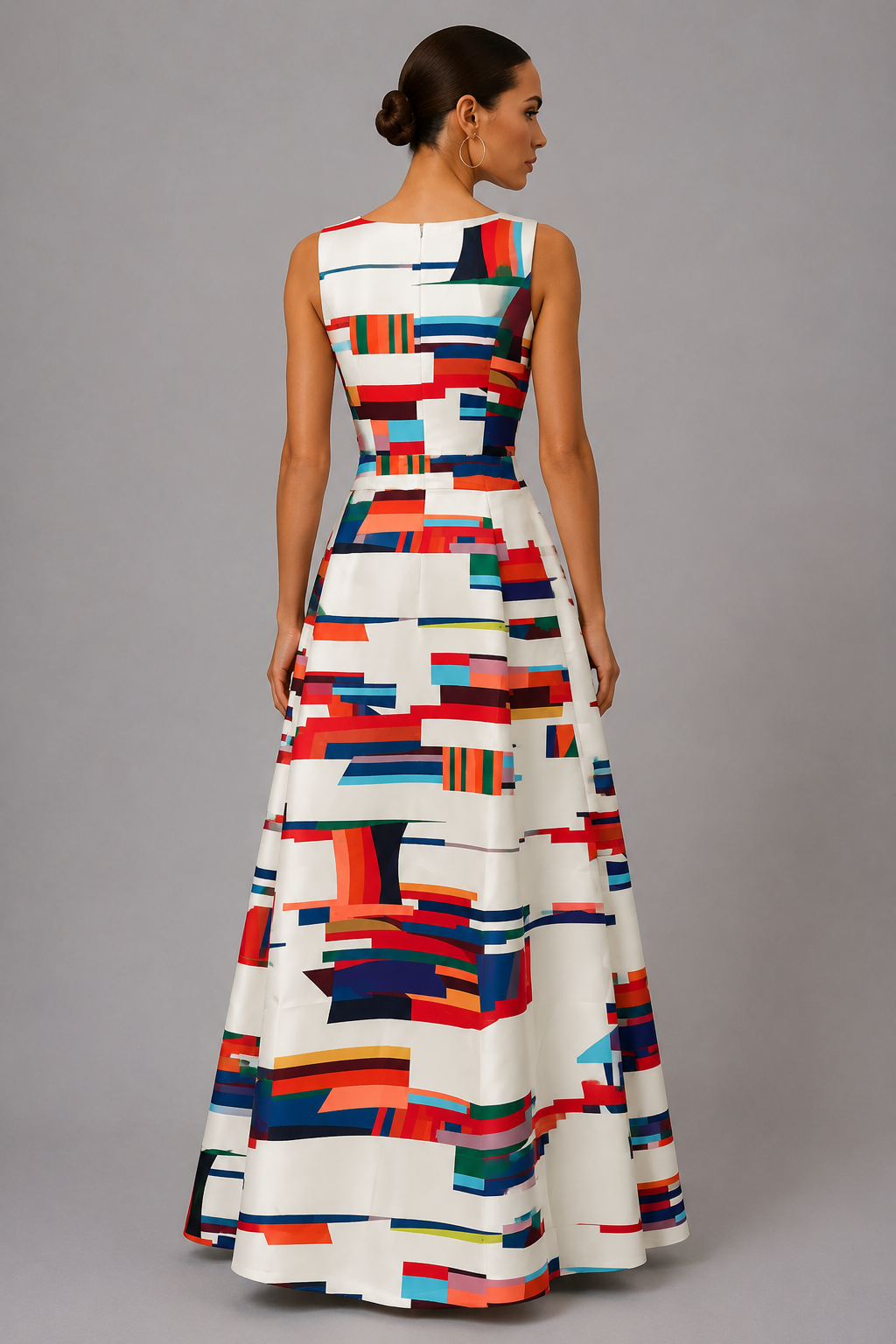 Sleeveless Geometric Maxi Dress | Women | Sleeveless Flowy Summer Evening Dress | Steven & Levon