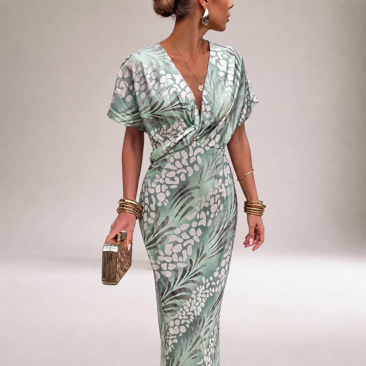 Wedding Guest Wrap Maxi Dress | Evening Maxi Dress | Women | Flowy Wrap Fit | Twisted V-Neck & Cinched Waist | Steven & Levon