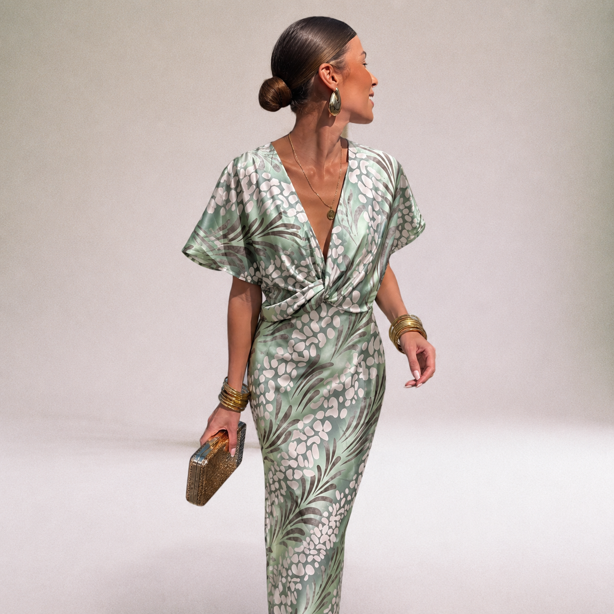 Wedding Guest Wrap Maxi Dress | Evening Maxi Dress | Women | Flowy Wrap Fit | Twisted V-Neck & Cinched Waist | Steven & Levon