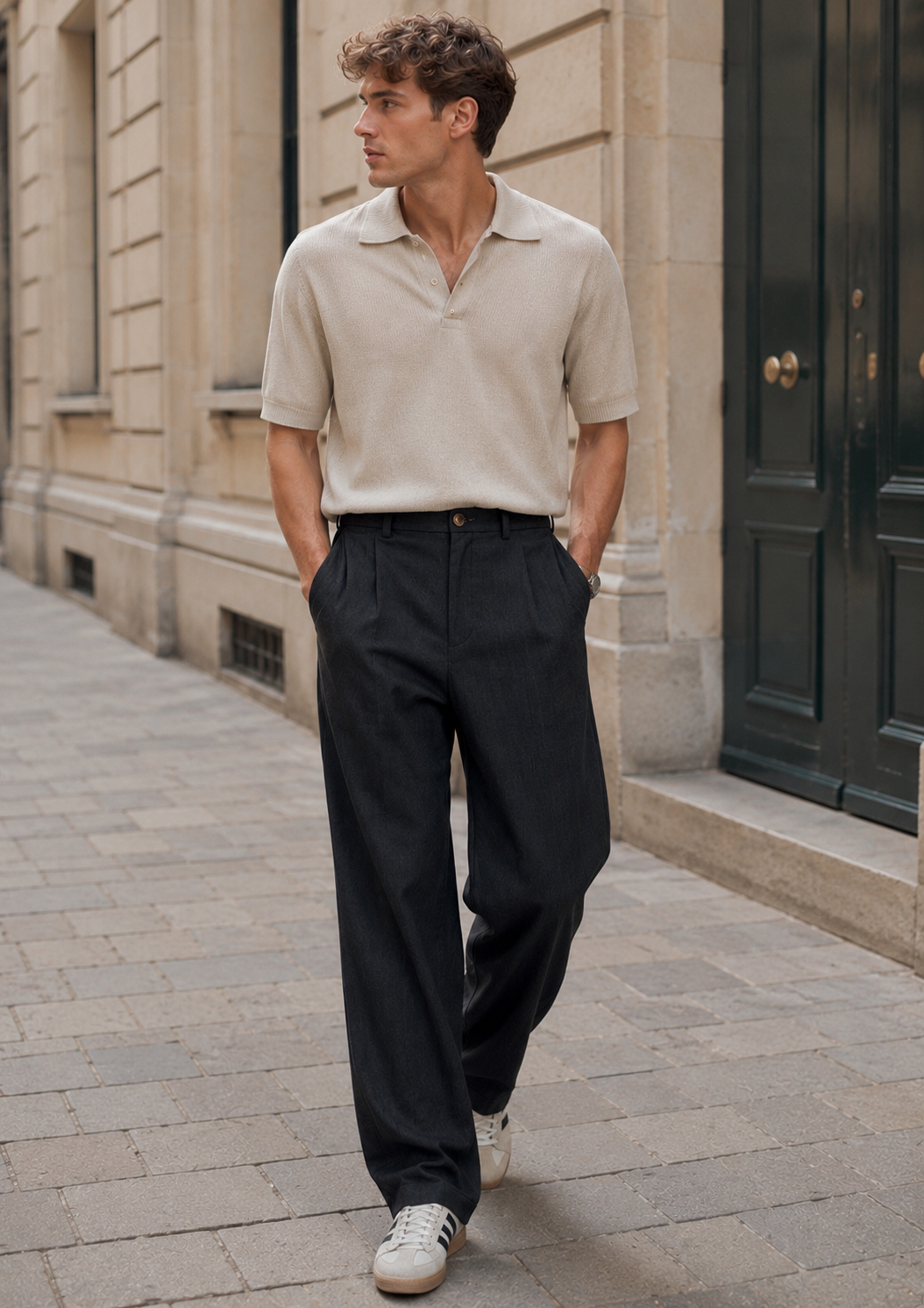 Men's Wide Leg Linen Trousers | Pleated Front | Relaxed Fit Smart Casual Pants | Steven & Levon