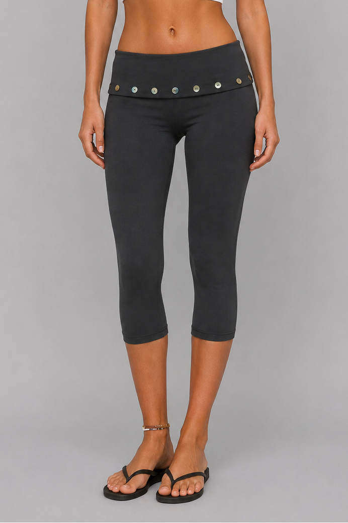 Wavy Capri Pants | Fold Over Waistband | Slim Fit for Women | Steven & Levon