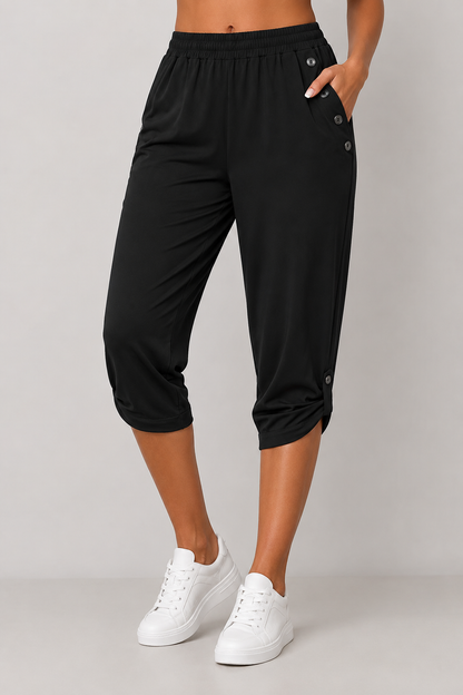 Willa Crop Joggers | Capri pants for woman | Elastic Waist, Loose Fit, Pockets, Soft Fabric | Steven & Levon