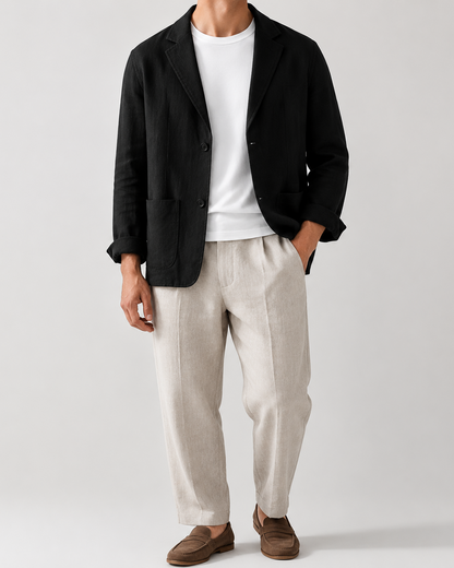 Men's Casual Linen Jacket | Men | Lightweight Linen Blend | Smart Casual | Steven & Levon