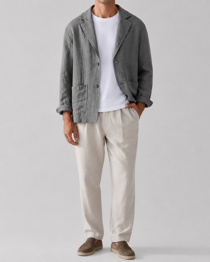 Men's Casual Linen Jacket | Men | Lightweight Linen Blend | Smart Casual | Steven & Levon