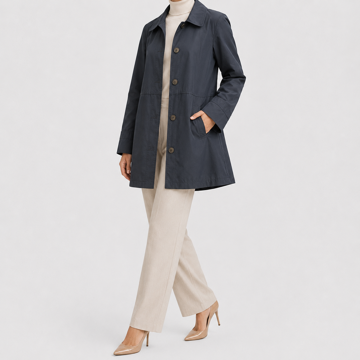 Women's Long Trench Coat | Women | Lightweight Fabric Blend | Single Button Front Longline Outerwear | Steven & Levon