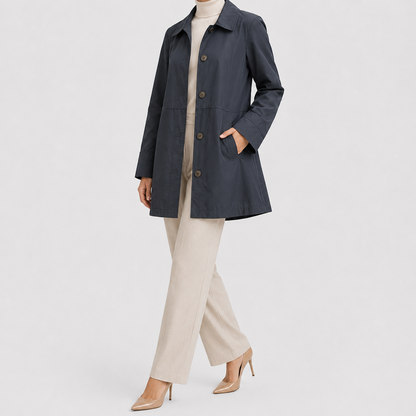 Women's Long Trench Coat | Women | Lightweight Fabric Blend | Single Button Front Longline Outerwear | Steven & Levon