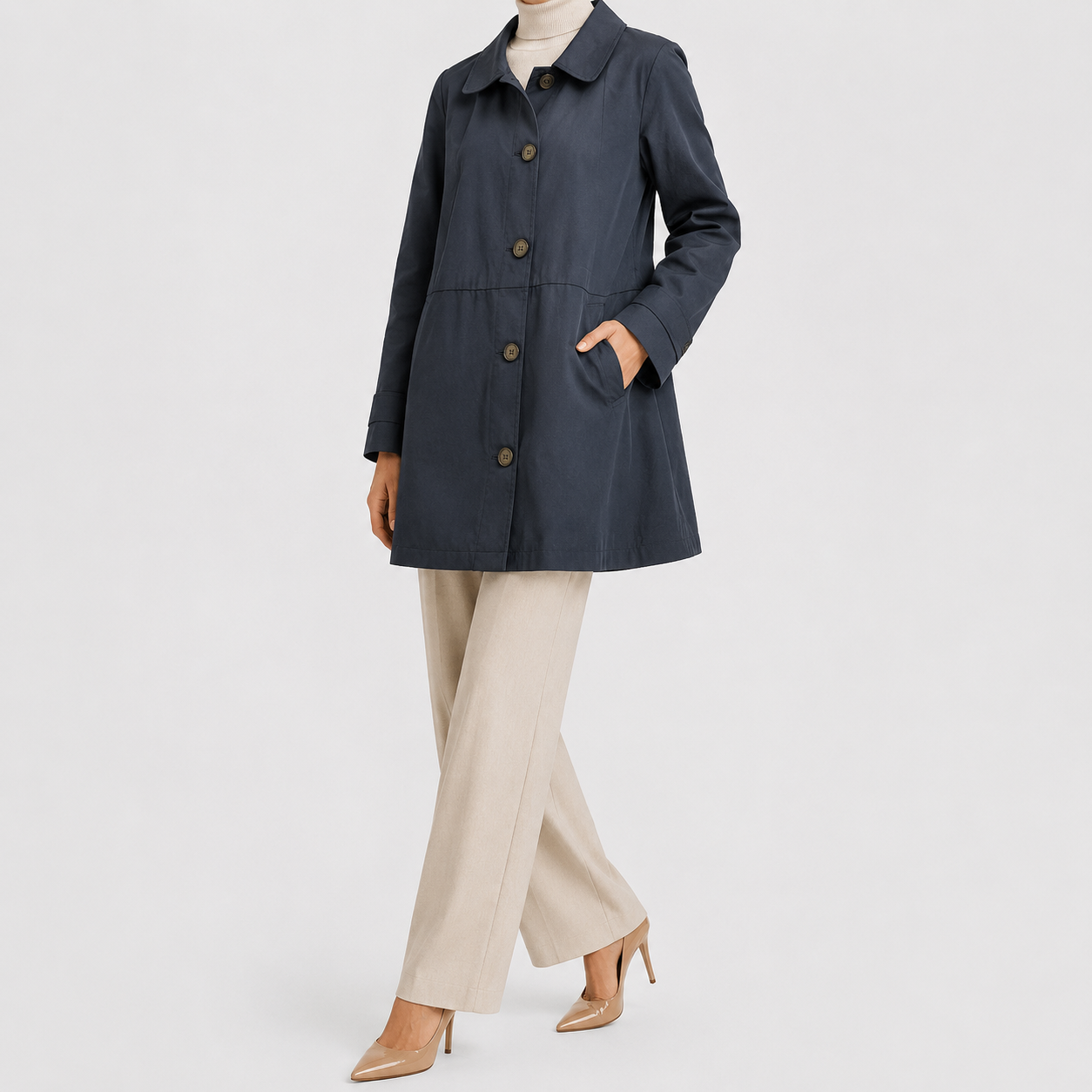 Women's Long Trench Coat | Women | Lightweight Fabric Blend | Single Button Front Longline Outerwear | Steven & Levon