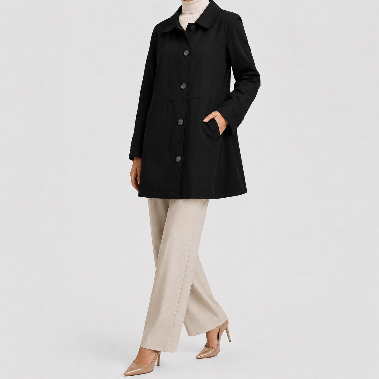 Women's Long Trench Coat | Women | Lightweight Fabric Blend | Single Button Front Longline Outerwear | Steven & Levon