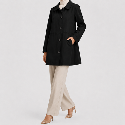 Women's Long Trench Coat | Women | Lightweight Fabric Blend | Single Button Front Longline Outerwear | Steven & Levon