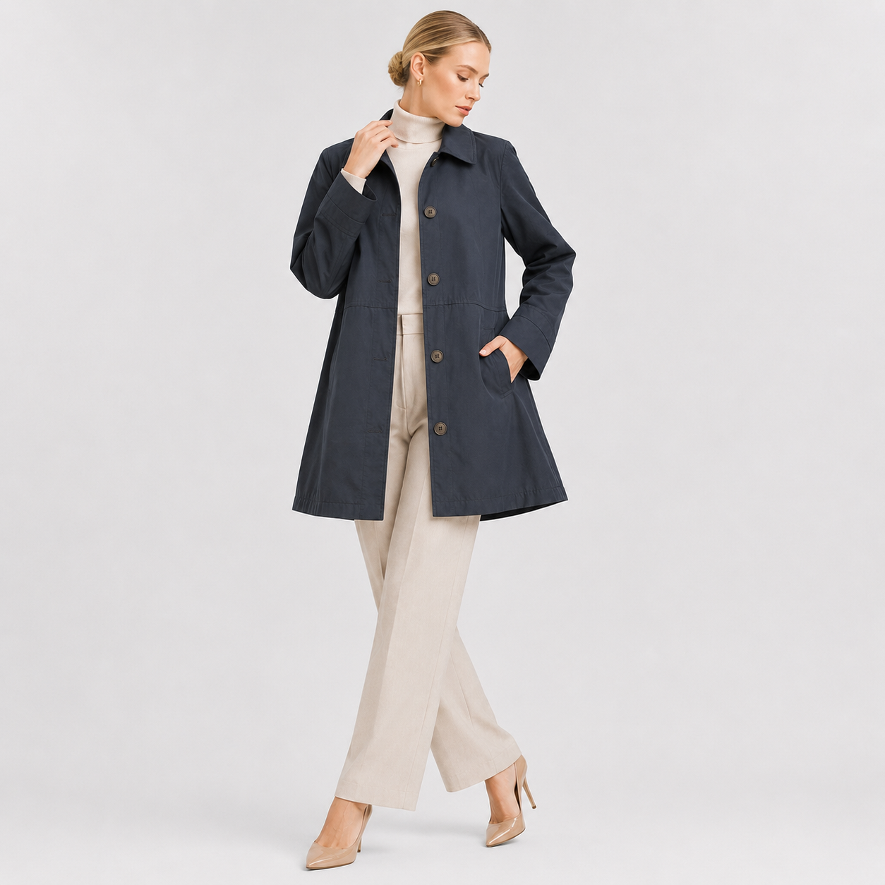 Women's Long Trench Coat | Women | Lightweight Fabric Blend | Single Button Front Longline Outerwear | Steven & Levon