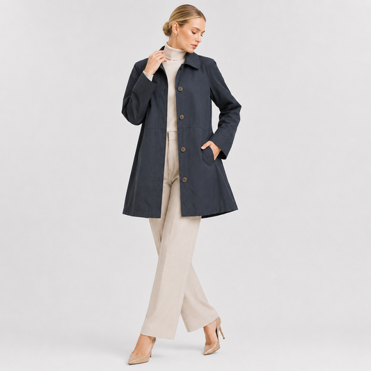 Women's Long Trench Coat | Women | Lightweight Fabric Blend | Single Button Front Longline Outerwear | Steven & Levon