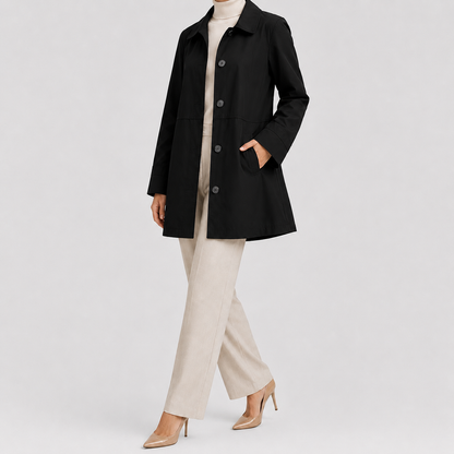 Women's Long Trench Coat | Women | Lightweight Fabric Blend | Single Button Front Longline Outerwear | Steven & Levon