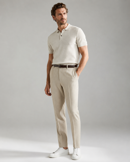 Linen Blend Tailored Trousers | Men | Straight Leg | Lightweight Smart Casual Pants | Steven & Levon