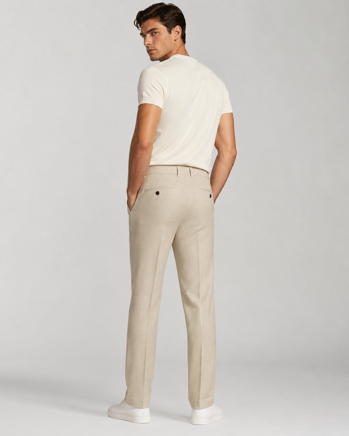 Linen Blend Tailored Trousers | Men | Straight Leg | Lightweight Smart Casual Pants | Steven & Levon