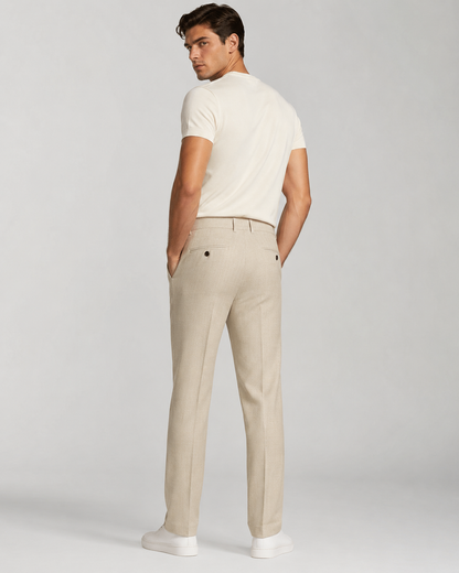 Linen Blend Tailored Trousers | Men | Straight Leg | Lightweight Smart Casual Pants | Steven & Levon