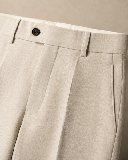Linen Blend Tailored Trousers | Men | Straight Leg | Lightweight Smart Casual Pants | Steven & Levon